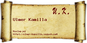 Ulmer Kamilla névjegykártya
